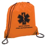 Imprinted Orange Cinch Backpack - Star Of Life