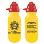 Imprinted 20oz Yellow Bike Bottle w/ Fire Hat Lid - 2024 Theme Logo