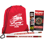 Imprinted Red Cinch Backpack Kit - Fire Truck