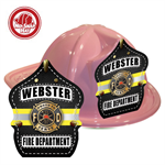 Custom Pink Fire Hats - Turnout Coat/ Yellow Stripe Shield