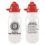 Imprinted 20oz White Bike Bottle w/ Fire Hat Lid - 2024 Theme Logo