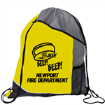 Imprinted Yellow Pocket Drawstring Backpack - Smoke Alarm