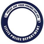 Imprinted 9^ Flying Disc - Blue - Police Are Your Friends