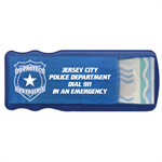 Imprinted Blue Bandage Dispenser - Protect & Serve Logo