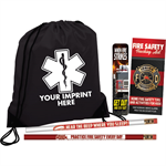 Imprinted Black Cinch Backpack Kit - Star Of Life