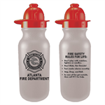 Imprinted 20oz Frosted Bike Bottle w/ Fire Hat Lid - 2024 Theme Logo