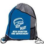 Imprinted Blue Pocket Drawstring Backpack - Smoke Alarm