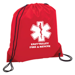 Imprinted Red Cinch Backpack - Star Of Life