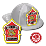 Custom White Fire Hats w/ Maltese Cross Shield