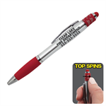 Imprinted Stylus Fidget Pen Silver/Red - Fire Hat Design