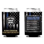 Custom 12 oz Can Hugger - Thin Blue Line - Custom Logo