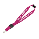 Imprinted 1^ Pink Lanyard w/ Breakaway