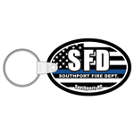 Imprinted Vinyl Key Tag - Oval - Thin Blue Line