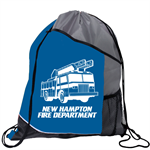 Imprinted Blue Pocket Drawstring Backpack - Fire Truck