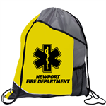 Imprinted Yellow Pocket Drawstring Backpack - Star of Life